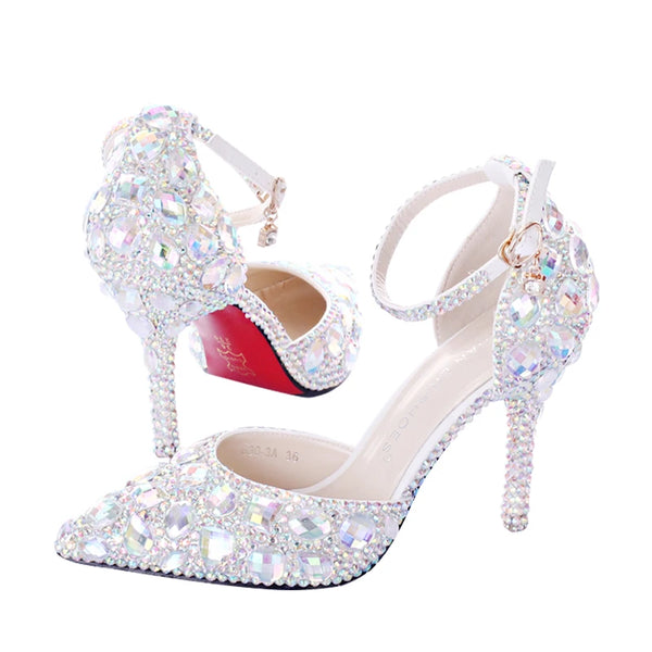 Elegant Crystal Rhinestone Gladiator Sandals for Women - Perfect for Weddings, Parties, and Graduations